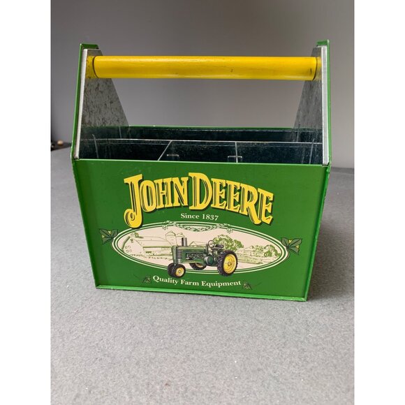 John Deere Green Metal Utensil Caddy with Wooden Handle - Picture 4 of 9